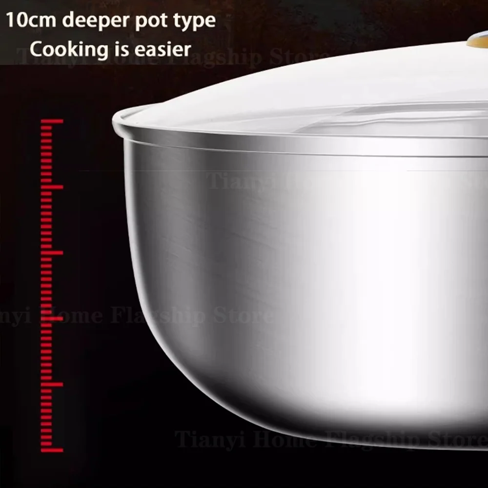 Poêle à frire profonde en acier inoxydable 316, antiadhésive, type wok, compatible avec les plaques à gaz et à induction, pour la cuisine.