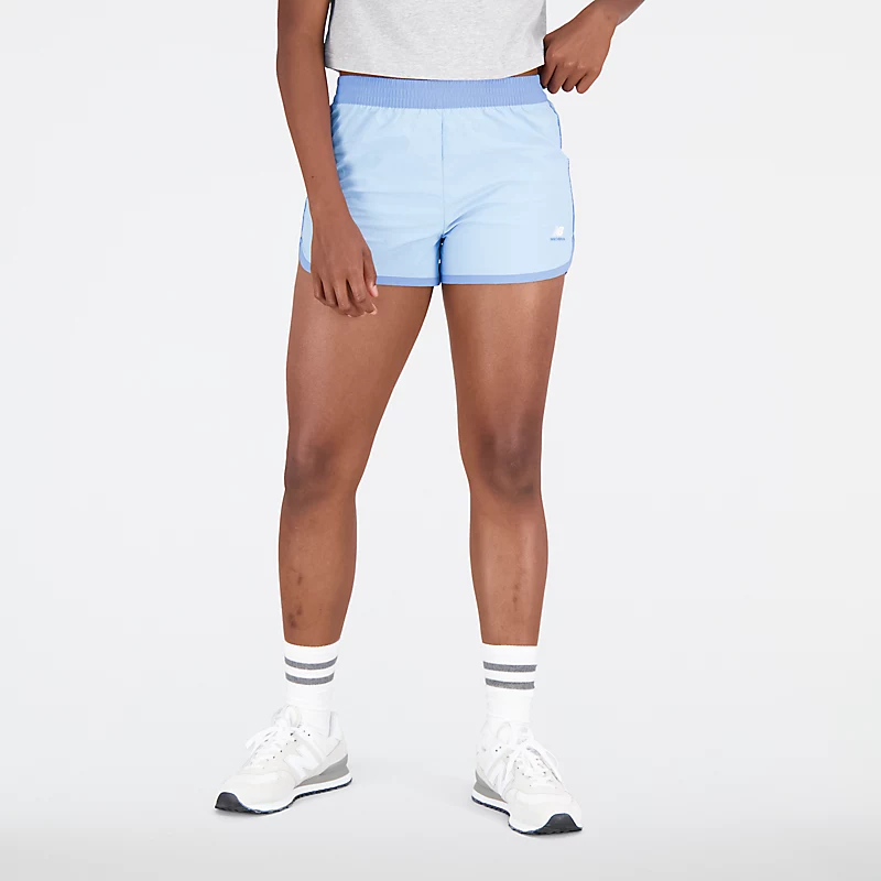 Dames sportshorts van geweven stof, vernieuwd in een nieuw jasje - BLUE HAZE