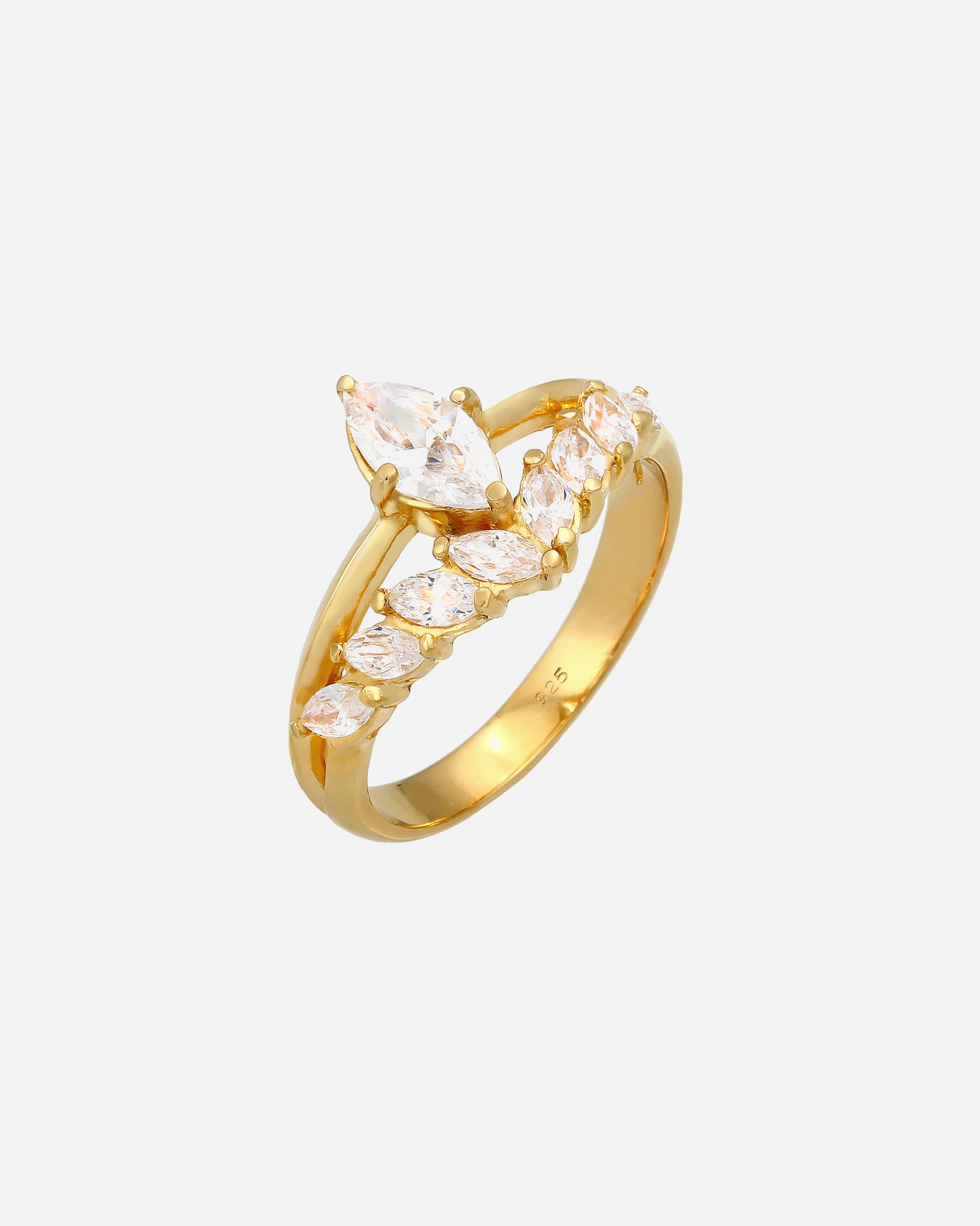 Elli PREMIUM Elli PREMIUM Bague Femmes étincelant d'élégance avec cristaux de zirconium en argent sterling 925 plaqué or