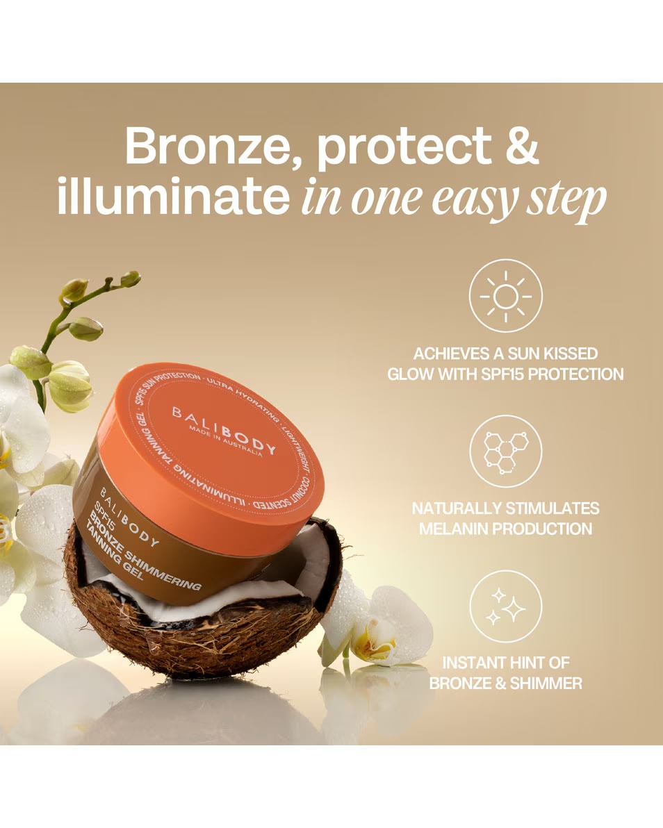 BALI BODY Gel bronzant strălucitor SPF 15 Gel bronzant strălucitor SPF 15