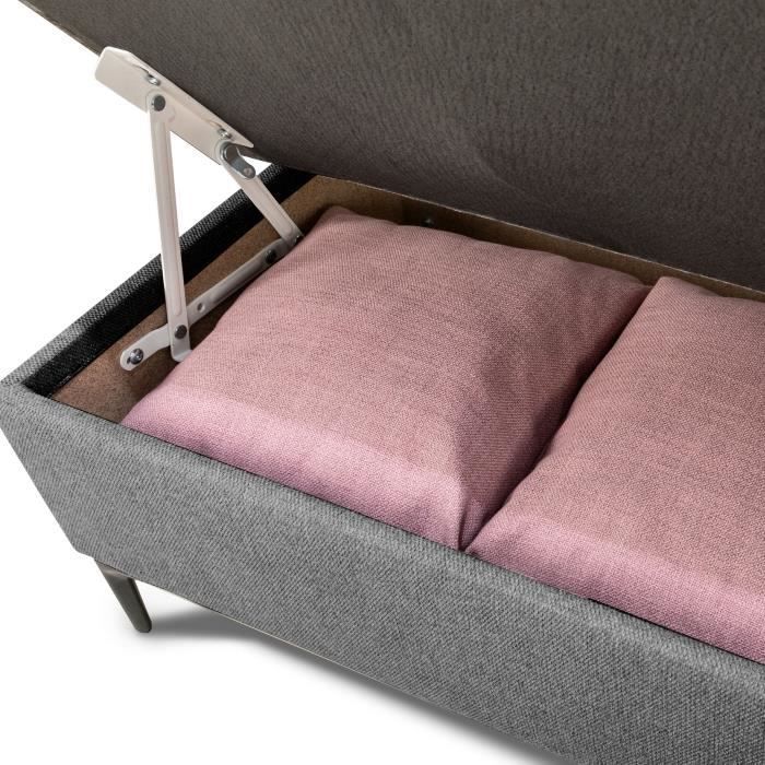 Sofá cama esquinero reversible con almacenamiento - 5 plazas - KASIMIR - Tela antracita - 258 x 79/98 x 219 cm