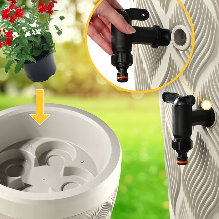 Réservoir d'Eau de Pluie 240L avec Pot de Fleur et Robinet - KADAX