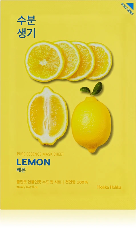 Holika Holika Pure Essence Lemon умирујућа и освежавајућа маска за лице са витамином Ц