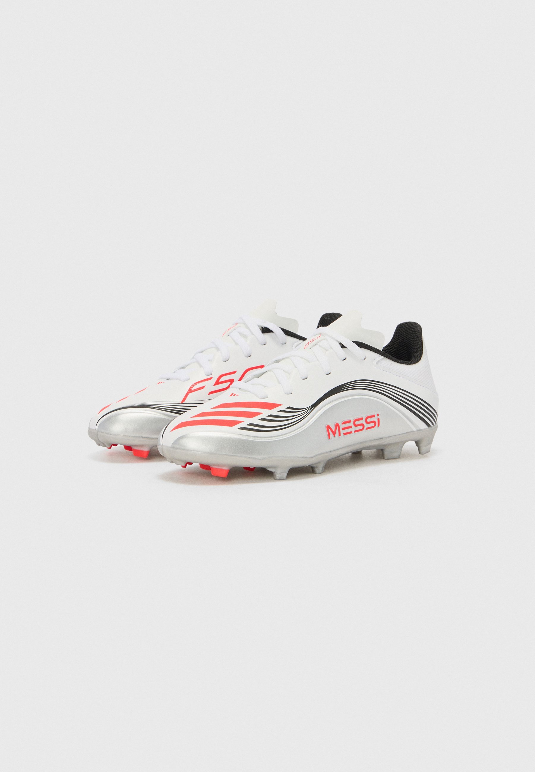 adidas Performance F50 MESSI LEAGUE FG/MG UNISEX - Buty piłkarskie na twardą murawę - białe/jasnoczerwone/srebrne