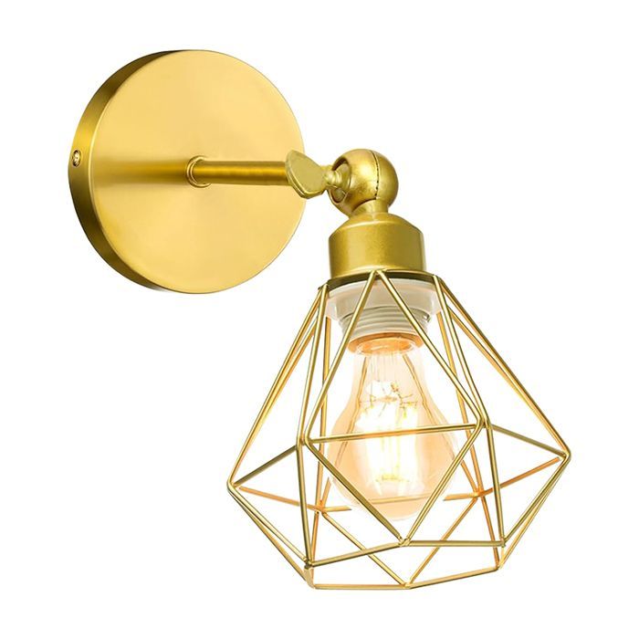 SNOGOLD 2-Pack Vintage Industriële Binnenwandlampen, E27 Metalen Armatuur, Retro Verstelbare Verlichting 180°, Goud