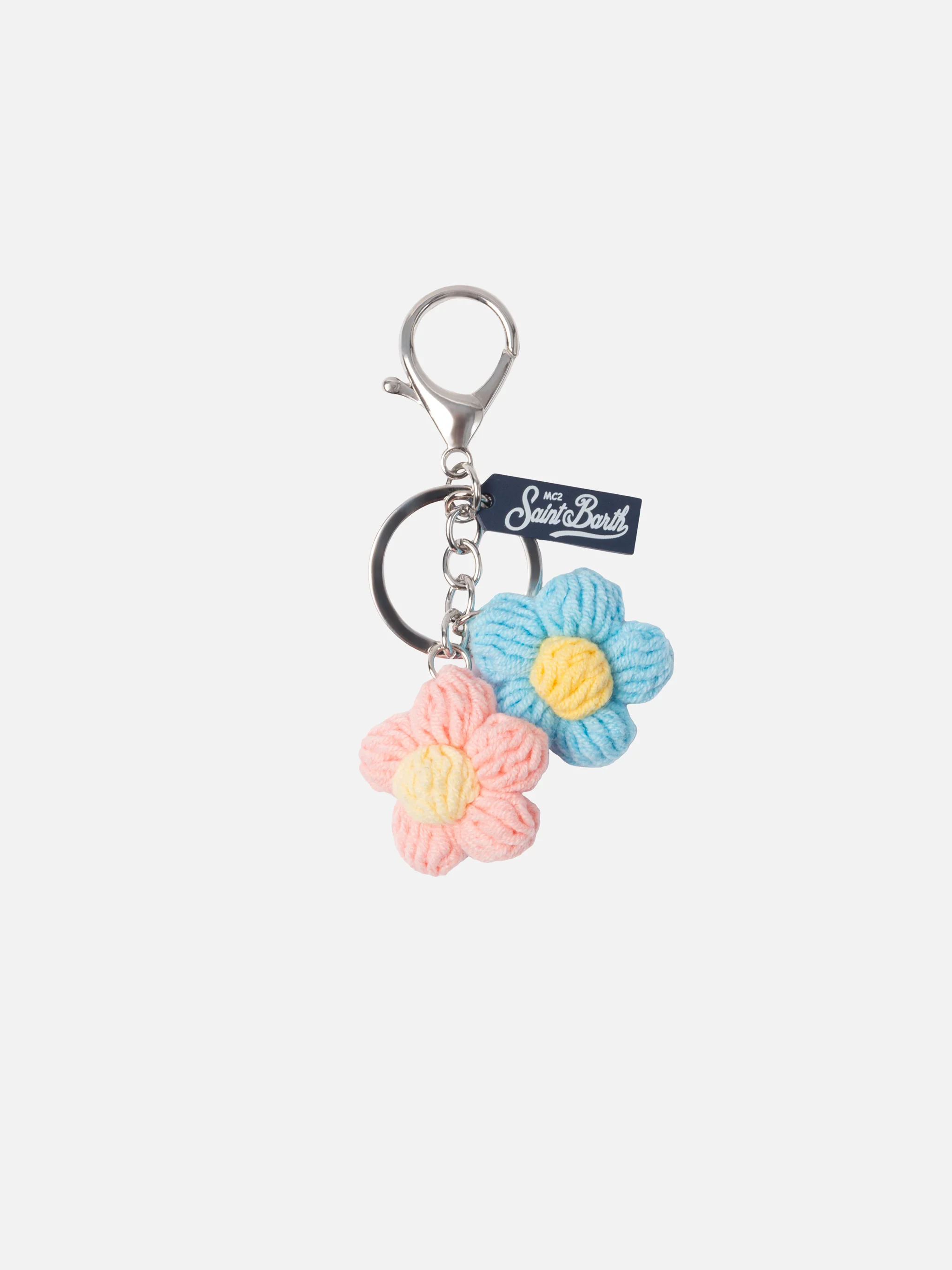 Nyckelring med virkad blomberlock