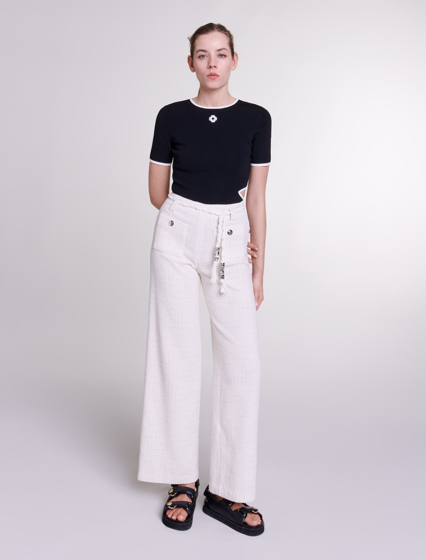 Broek van metallic tweeddraad - Raw