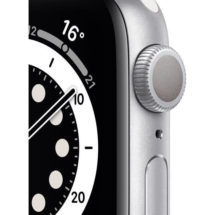 Apple Watch Series 6 GPS - 40mm Boîtier aluminium Argent - Bracelet Blanc (2020) - Reconditionné - Excellent état