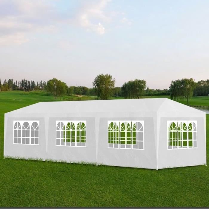 Cenador de jardín, carpa de recepción, carpa para eventos, blanco, 3x9 m