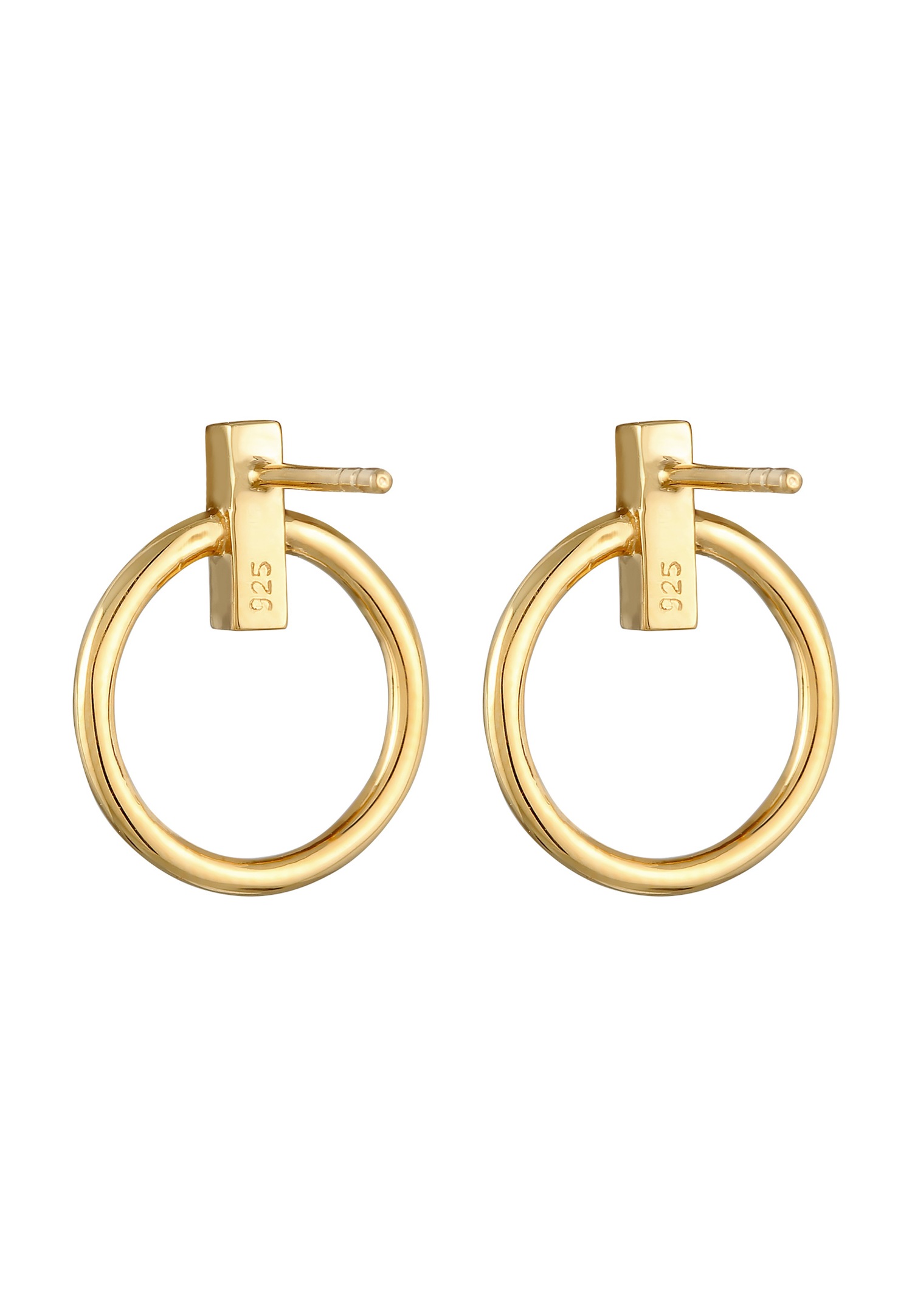 Elli Cercles Découpe Géo Basic Minimal Clous d'Oreille Femme - (925/1000) Argent