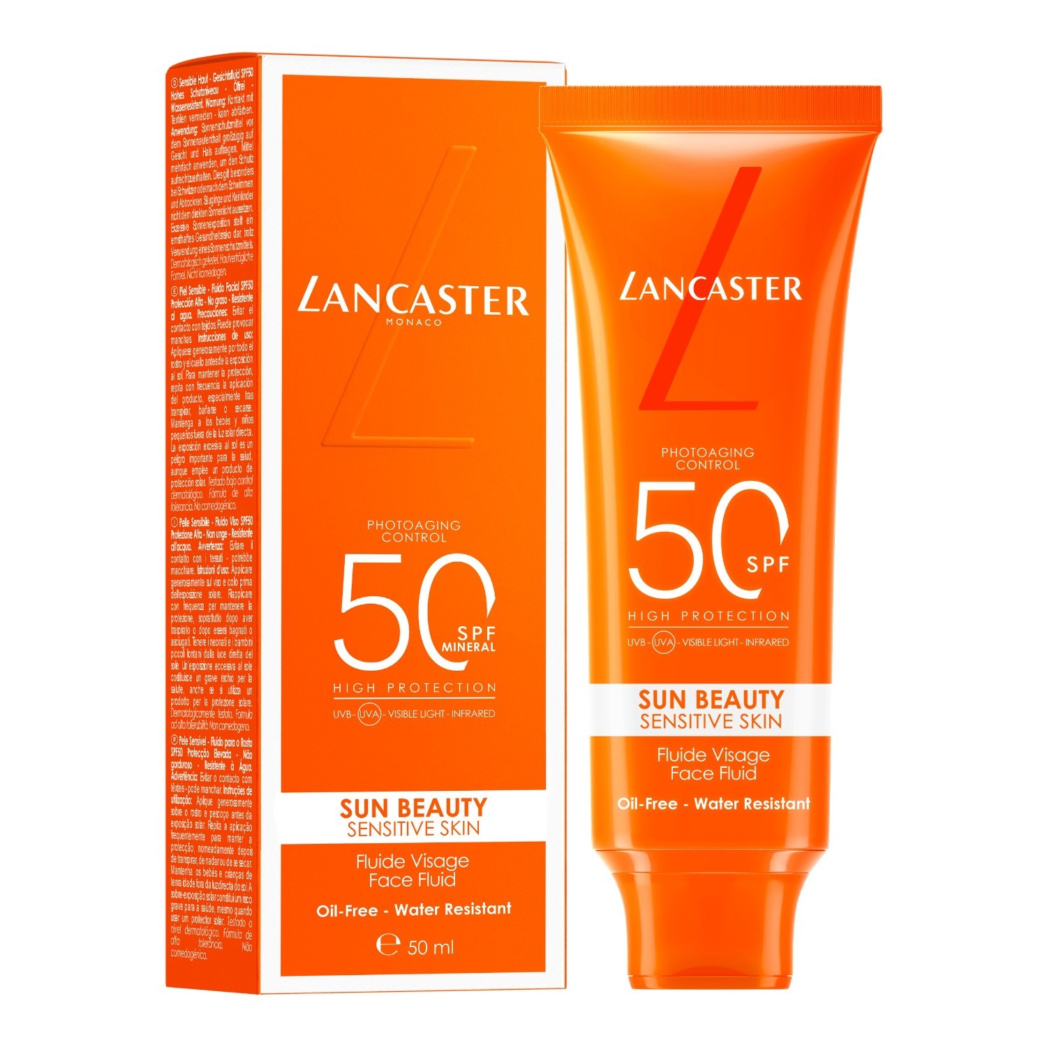 Ланкастер крема за сунчање, без уља, млечна течност, SPF 50 - 50 мл