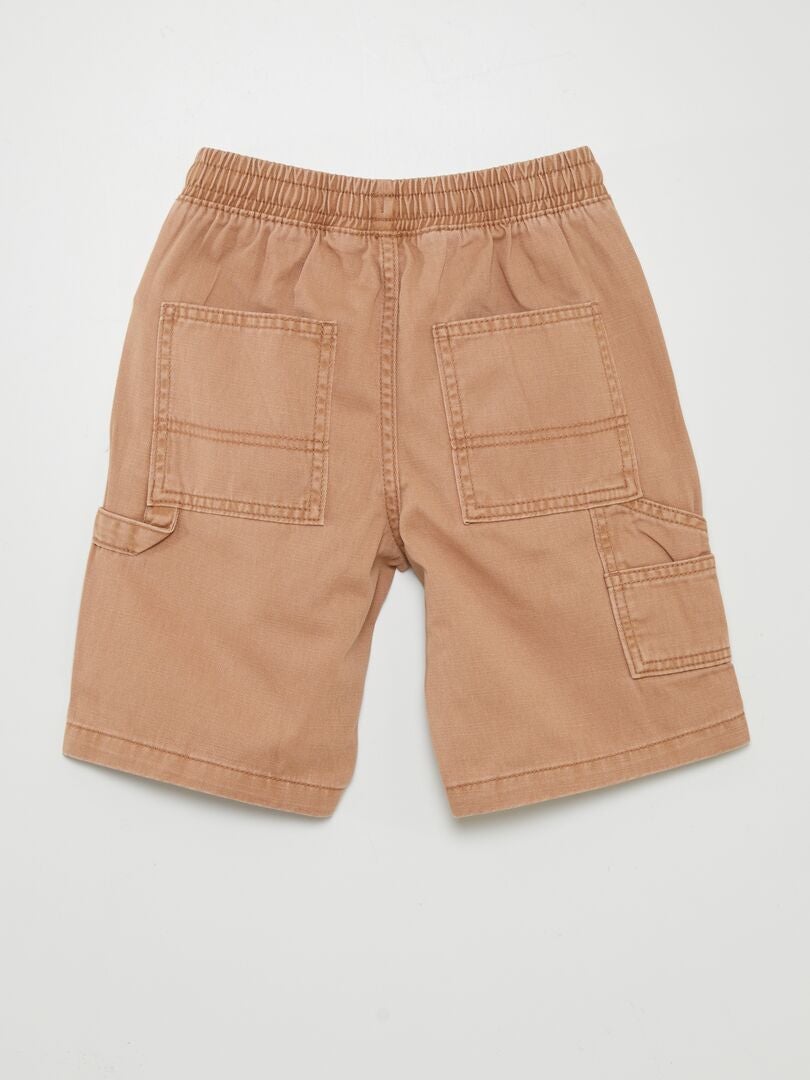 Pantalones cortos vaqueros elásticos - MARRÓN