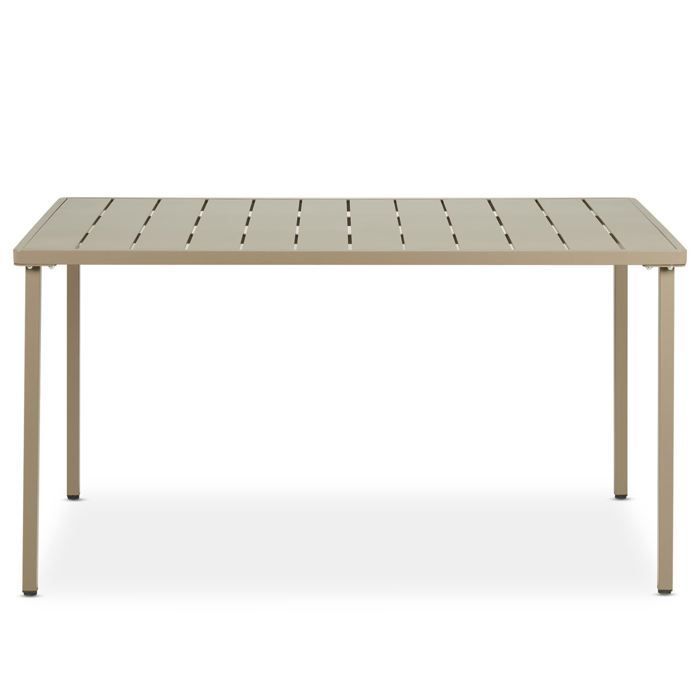 Ensemble table et chaises de jardin TULIPANO 6 personnes, Coloris champagne, chaises empilables résistantes aux UV