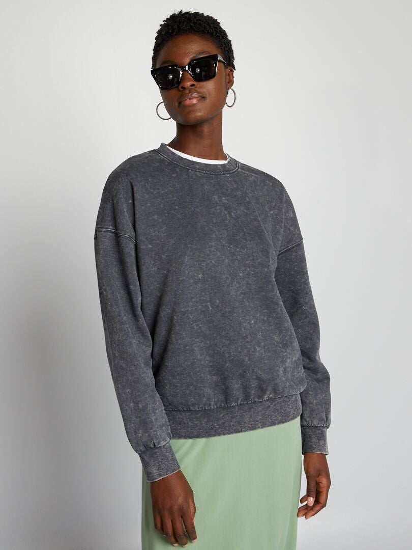 Oversized sweatshirt van fleecestof - zwart