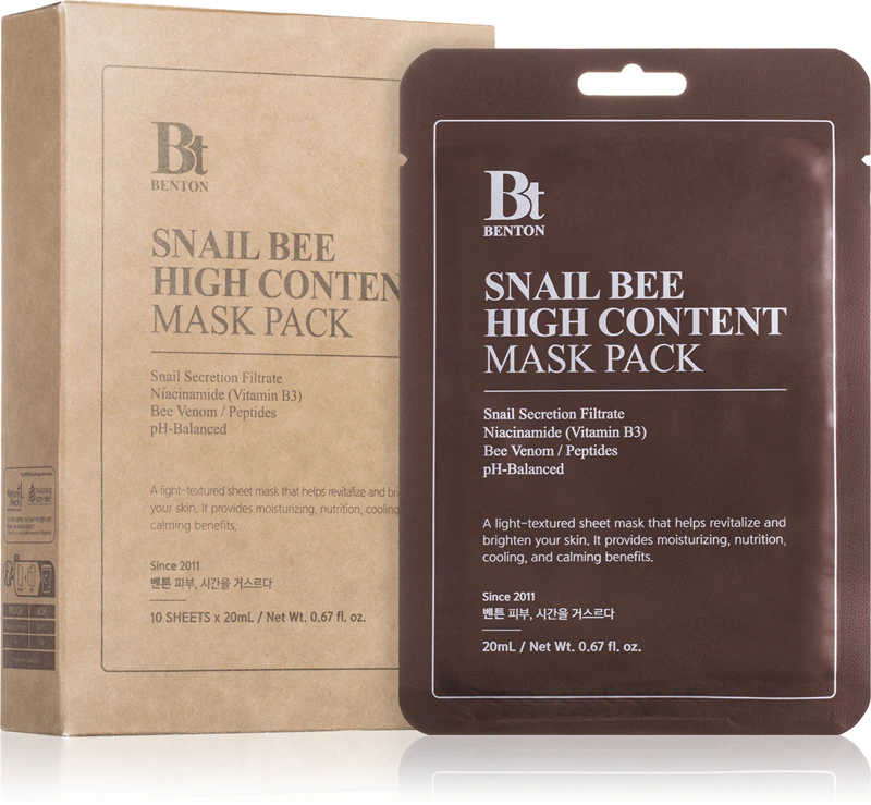 Benton Snail Bee Tuchmaske für umfassende Pflege mit Schneckenschleimextrakt