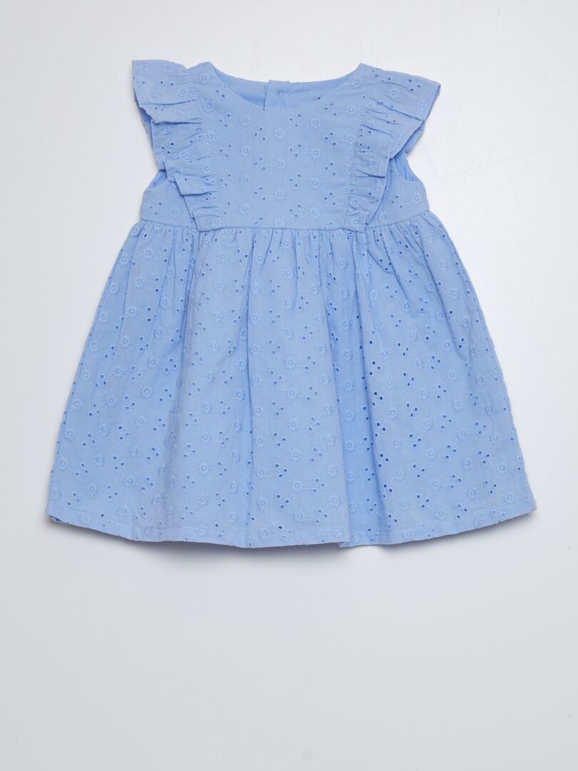 Jurk met Engelse borduursteken - BLAUW