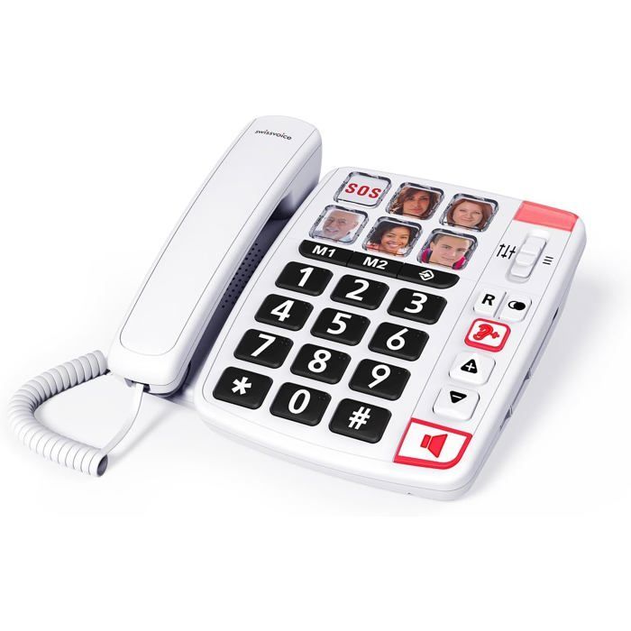 Seniorenfreundliches Festnetztelefon – LEVYS – Große Tasten – Extra lauter 85-dB-Klingelton – Anrufanzeigeleuchte