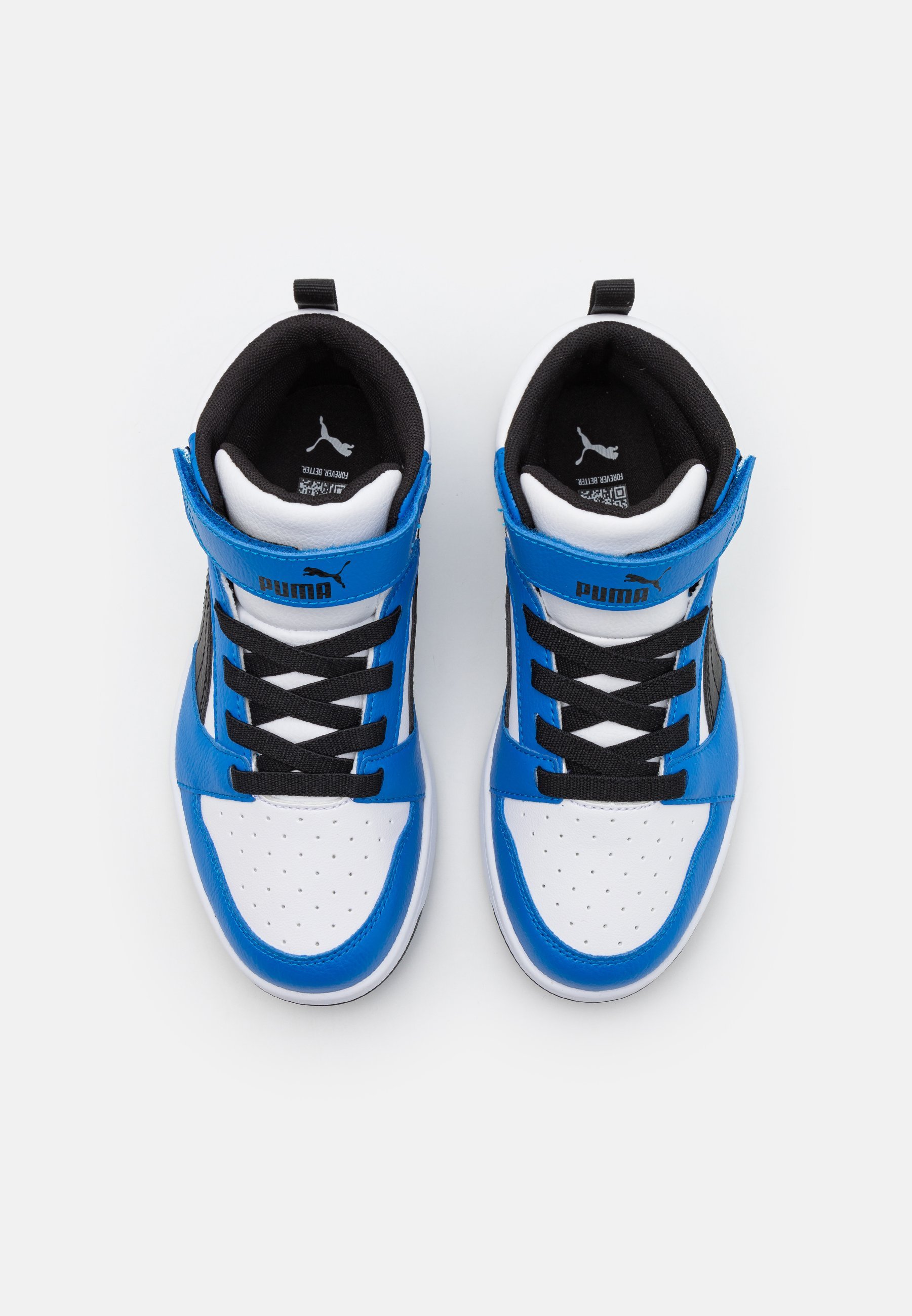 Puma REBOUND V6 MID UNISEX - Korkeavartiset tennarit - white/black/racing blue