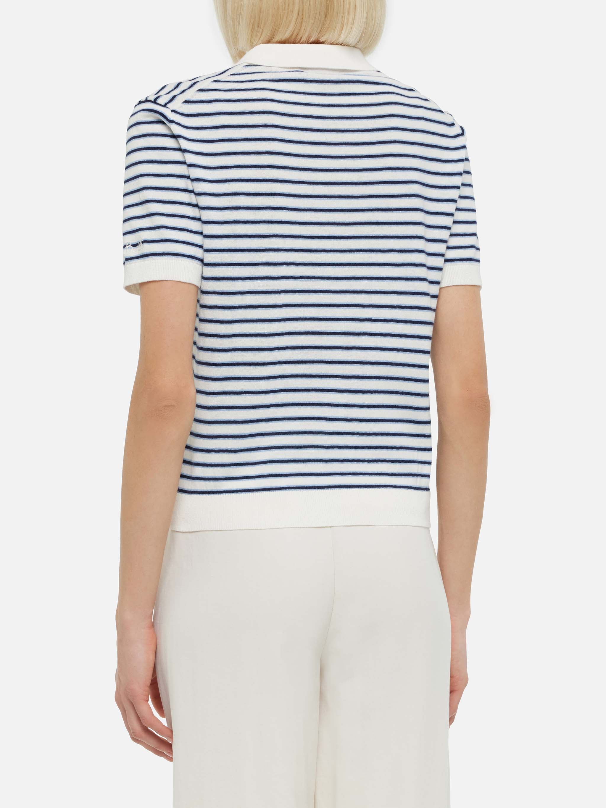 Polo Evonne lavorata a maglia a righe blu