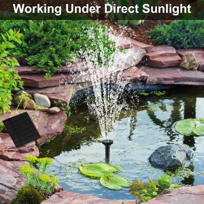 Fuente solar redonda para exteriores AIMOONSA de 1,2 W – Bomba flotante de ABS para jardín, estanque y bebedero para pájaros.