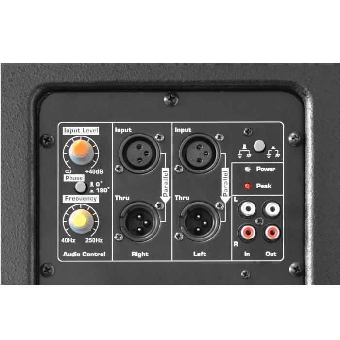 Caisson de basse actif Vonyx SWP15 PRO - 800W, phase réglable, table de mixage intégrée