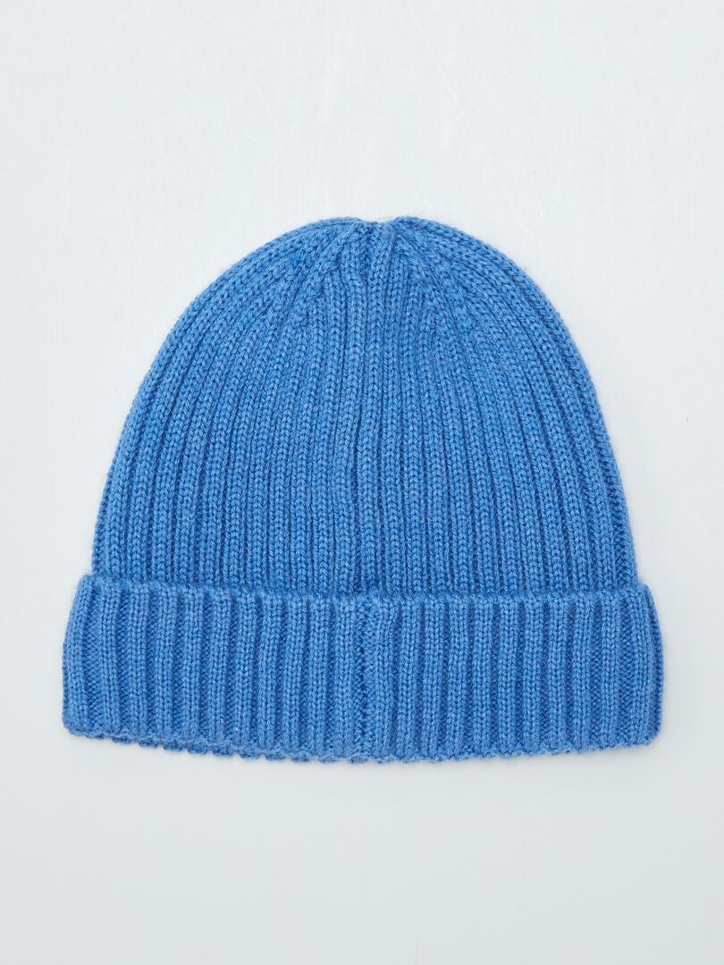 Gorro de malha canelada - AZUL