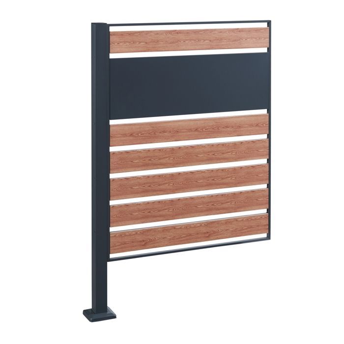 Contenitore per rifiuti Uusikaupunki in acciaio zincato, 120 x 83 x 11 cm, effetto legno antracite