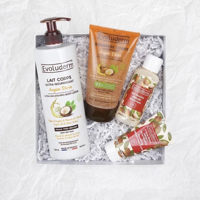 EVOLUDERM - Argan Body Gift Set + Free Hand Cream - Roséa Box - Ideal gift for Christmas, Birthdays, Mother's Day