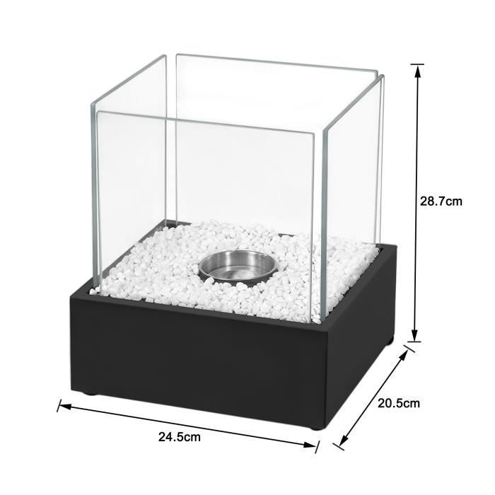 AUFUN Bioethanol Tabletop Fireplace - Black - Portable Indoor/Outdoor - Clean Burning