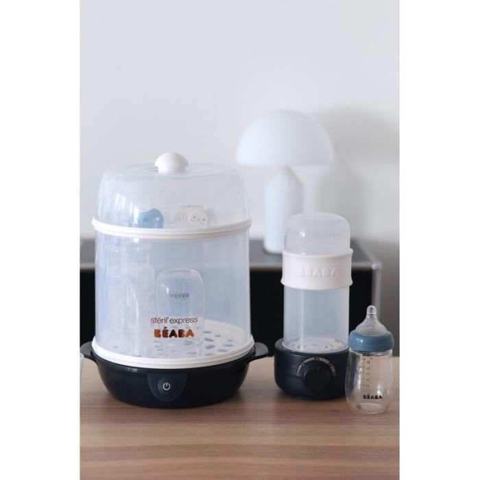 BÉABA - Scaldabiberon/Scaldavivande per biberon - Sterilizzatore per biberon - Scaldallattamento al seno - Vapore delicato - Scaldallattamento al seno - Blu notte