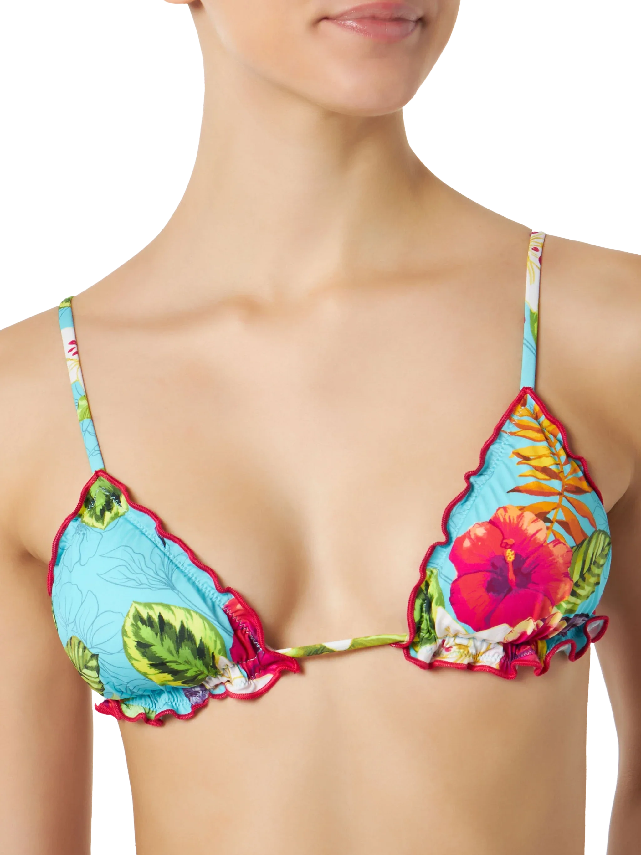Bikini da donna a triangolo con stampa Ibiscus