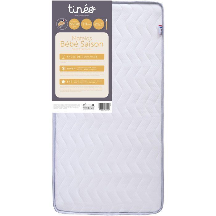 Matelas bébé saison - 60 x 120 cm - Ep. 11 cm - TINEO