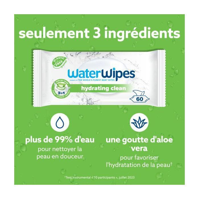 Lenços umedecidos hidratantes WaterWipes com aloe vera (60 unidades)