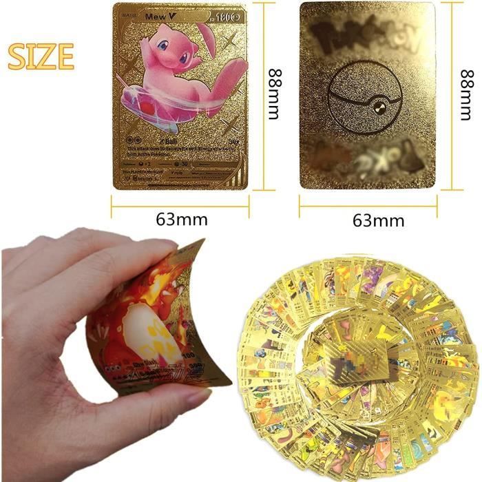 Carte Pokemon Française, 55 Cartes Plaquée Or Arc-en-Ciel, Vmax+V+GX+EX Carte, Cartes à Jouer et à Collectionner