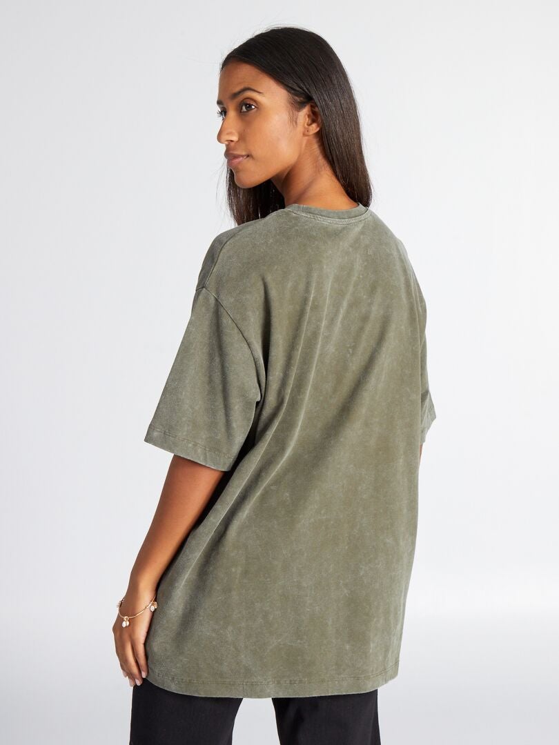 Camiseta oversized de algodão - cáqui claro