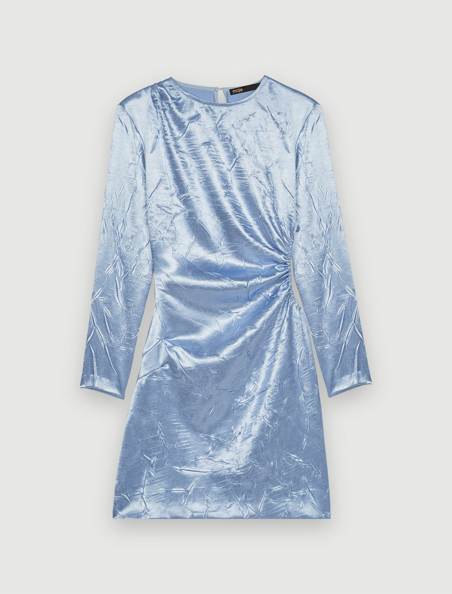 Rochie din satin mulată - Albastru deschis