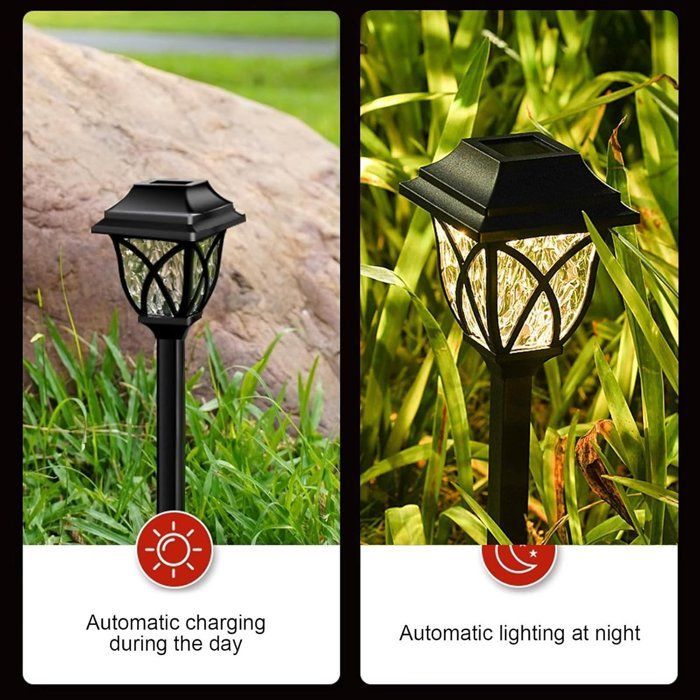 Lampe solaire - Lot de 4 - LED blanc chaud - Lampes solaires pour jardin extérieur - Éclairage solaire de jardin - Éclairage extérie
