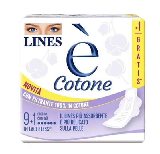 LINES Lines besteht aus 9 + 1 Stück Baumwoll-Außenflügeln mit saugfähiger Oberfläche.