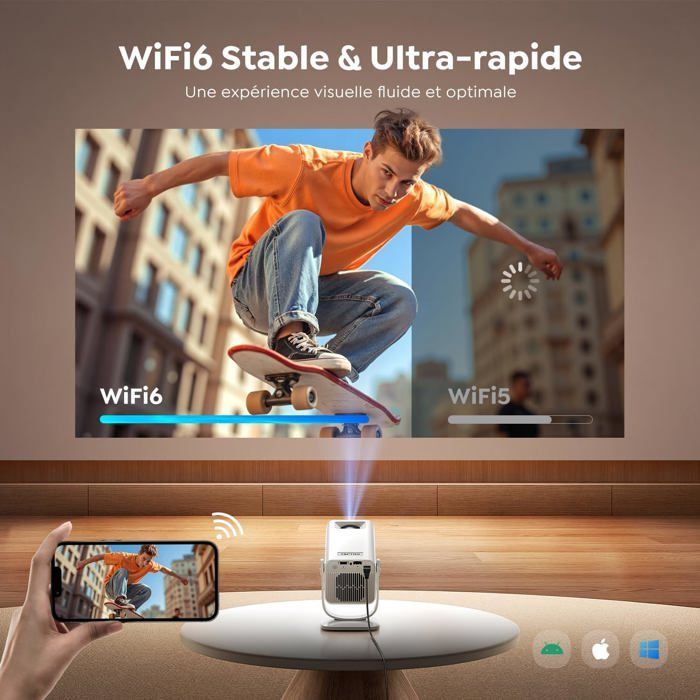Mini projector 4K portable - SUTEO - Android 13 integrated - TP2 - 1080P & 4K support - Bluetooth 5.4 bidirectional