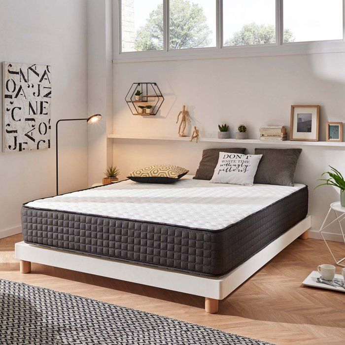 Materasso in titanio 160x200 cm - Spessore extra 30 cm - Schiuma memory ad alta resilienza, lattice blu, ipoallergenico - Lato estate/inverno