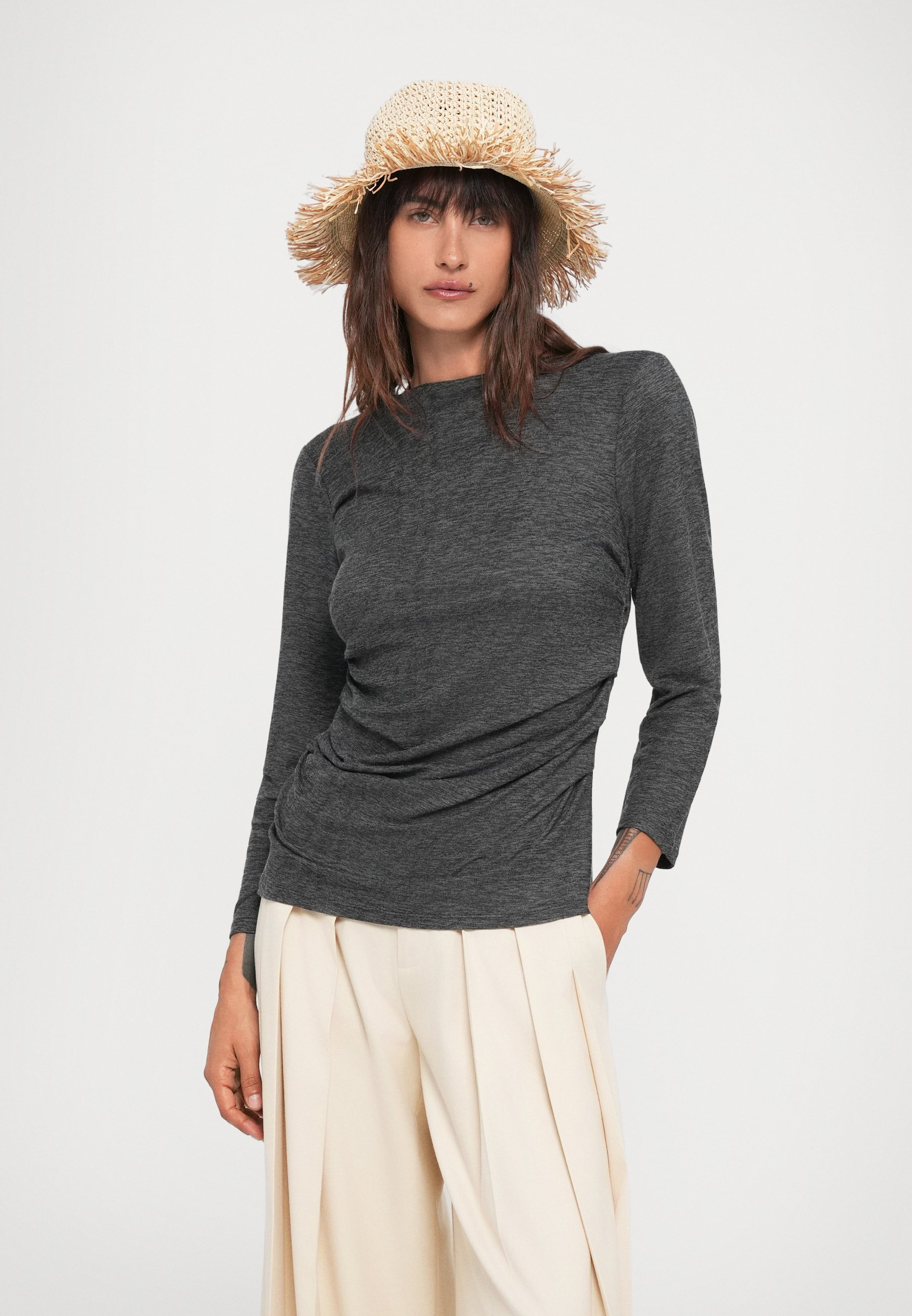 Proenza Schouler White Label BLYTHE - Haut à manches longues - gris anthracite chiné
