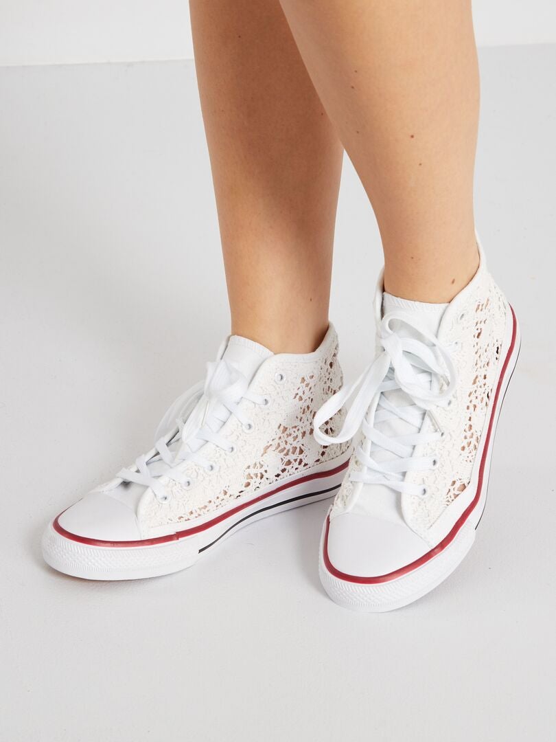Zapatillas altas de macramé - blancas