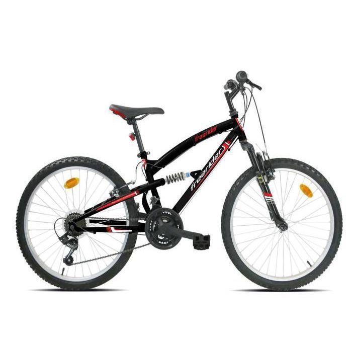 Vélo enfant (140/160 cm)- VTT 24'' Tout Suspendu - 18 vitesses -Dérailleur Shimano - Freins V-Brake -Jantes en Aluminium,