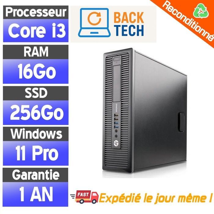 Luotettava kiinteä PC - HP ProDesk 600 G2 SFF - Core i3-6100 - 256 Gt SSD - 16 Gt RAM