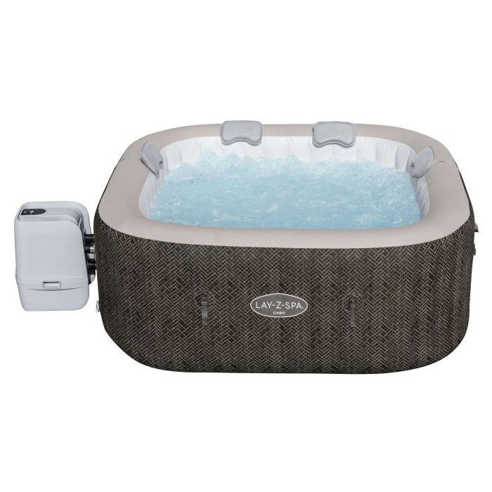 BESTWAY inflatable spa - Lay-Z-Spa Cabo - 140 airjets - 180x180x71 cm - 4 to 6 seats - Square (cover, cartridge, 4 headrests)