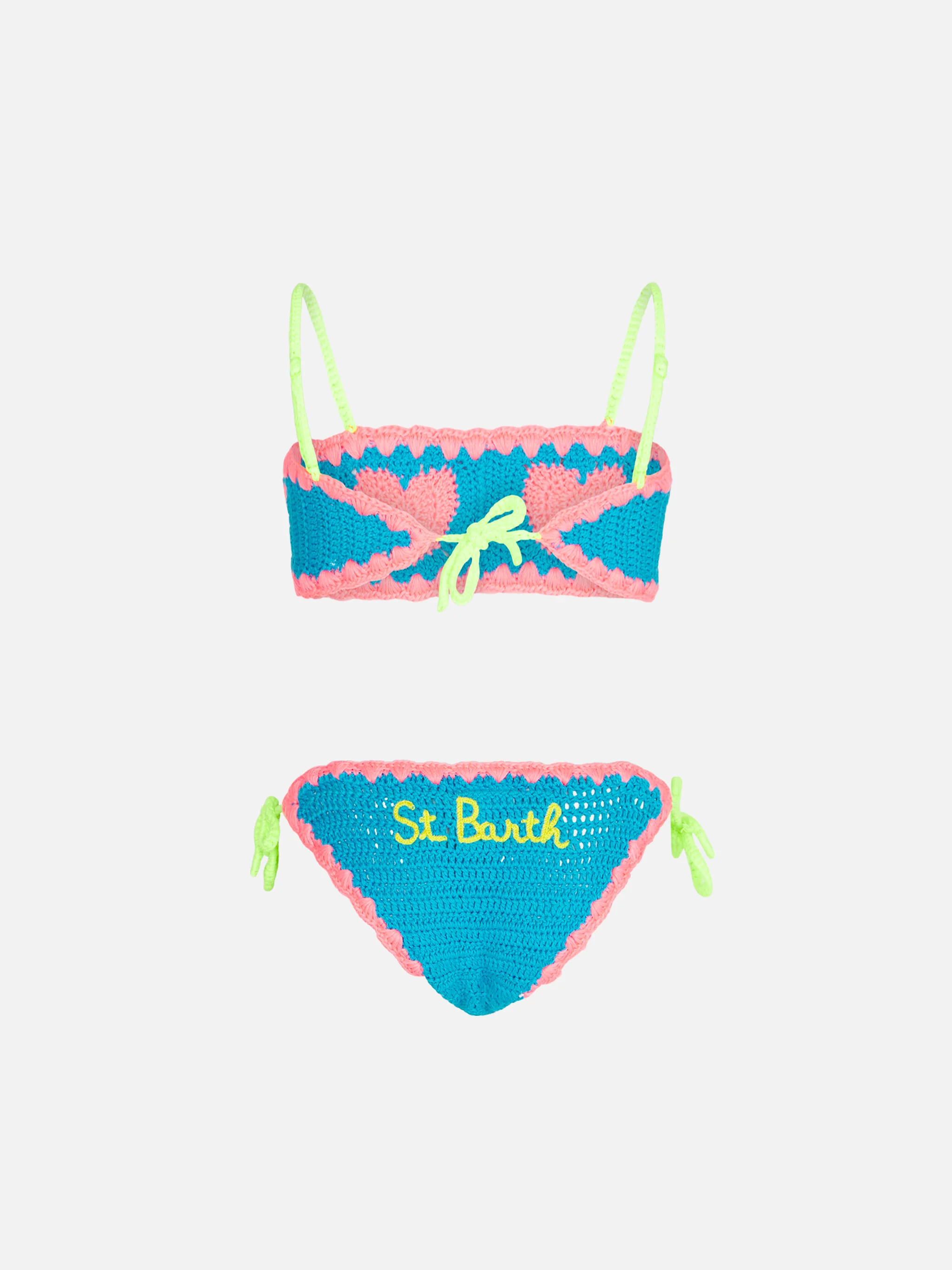Hæklet bandeau-bikini til piger med hjerter