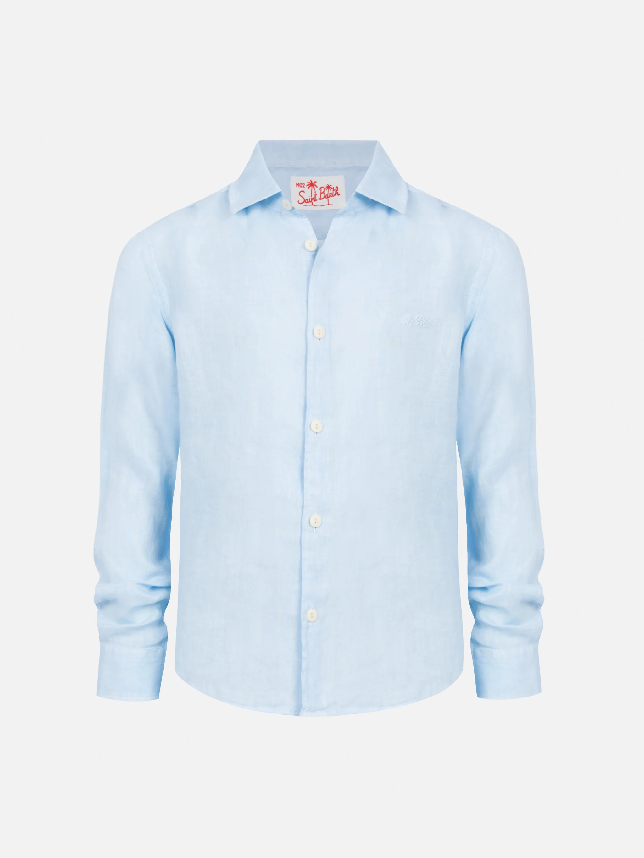 Camicia Agnes in lino azzurro