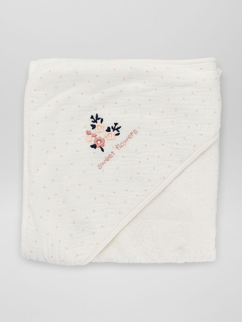 Capa de baño + guante de baño - 2 piezas - BLANCO