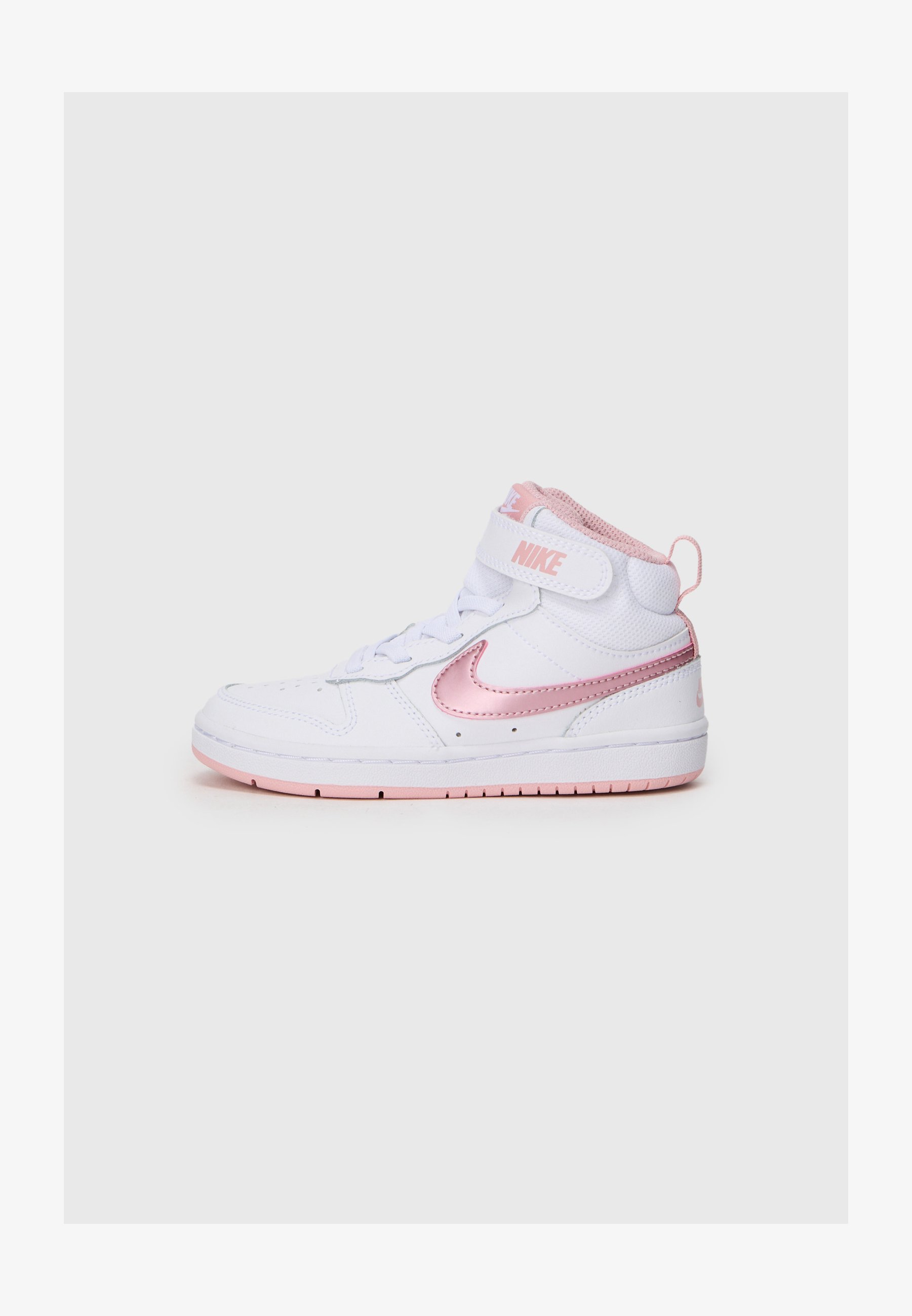 Nike Sportswear COURT BOROUGH MID UNISEX - Hoge sneakers - wit/roze glans