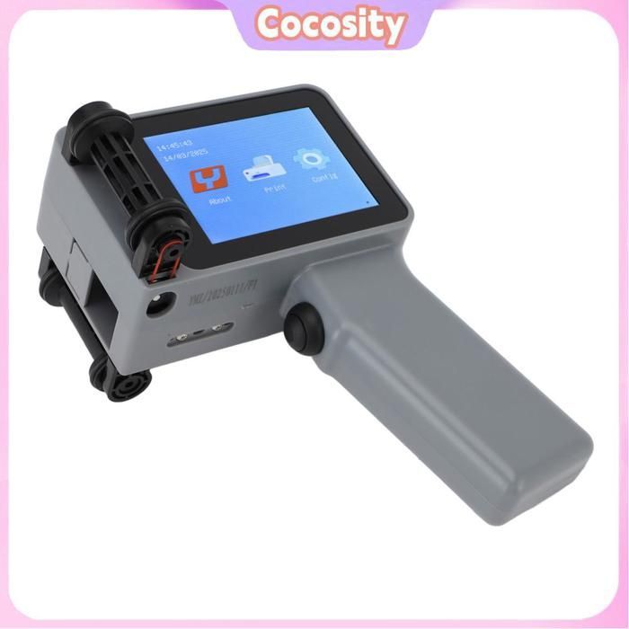 Impresora de inyección de tinta HD portátil, máquina de codificación LED multifuncional para botellas de plástico, color plata.